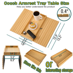 HNLISA sofa arm tray in natural bamboo finish complements living room decor