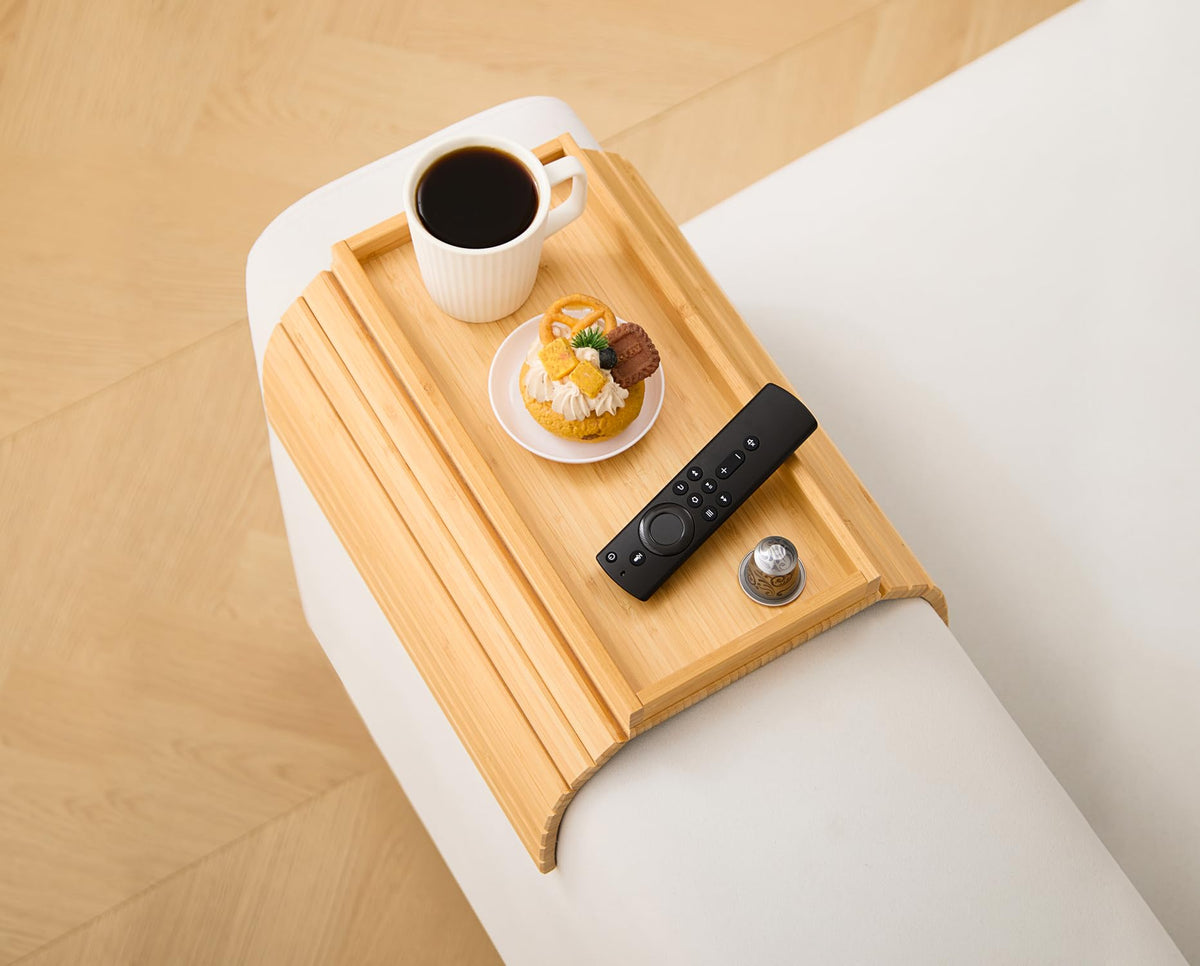 HNLISA durable bamboo arm tray for daily use at home or office
