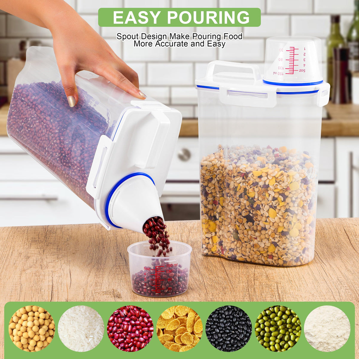 HNNJCK measuring cup and spout simplify quick portioning.