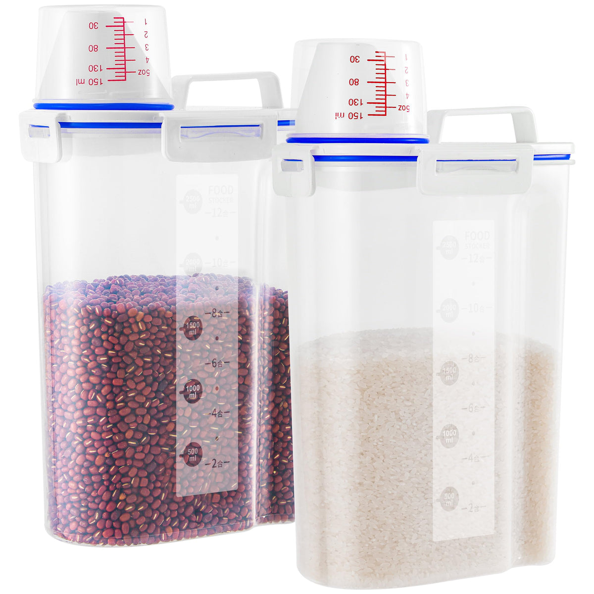 HNNJCK rice dispenser with pour spout for easy serving and precise measuring.
