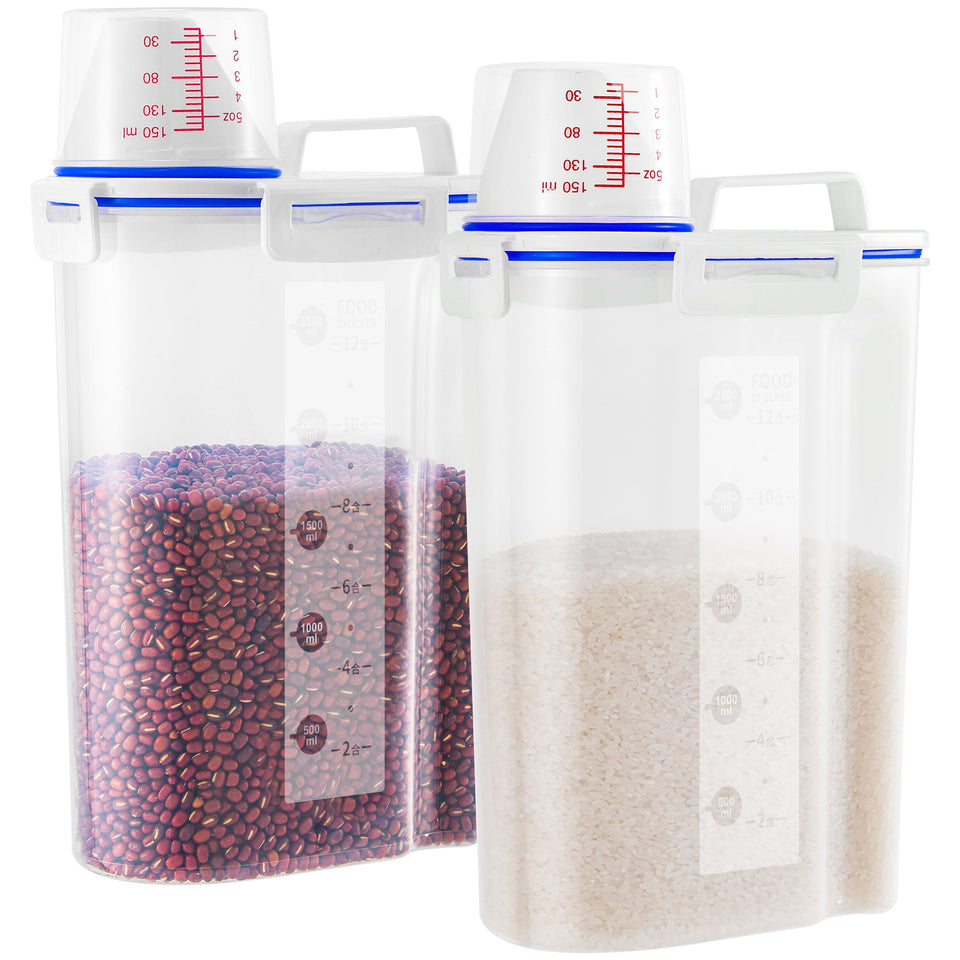 HNNJCK rice dispenser with pour spout for easy serving and precise measuring.