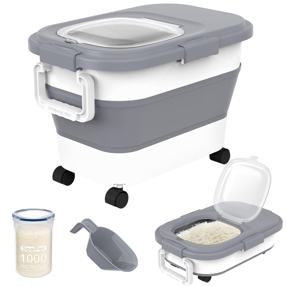 HOYTAMDAR rice container collapsible full size keeps pantry organized and ready for large batches