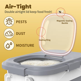 HOYTAMDAR double-seal lid closes tightly to protect dry goods from moisture