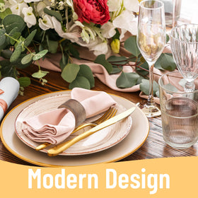hoamayya Christmas dining setup with warm brown napkin rings