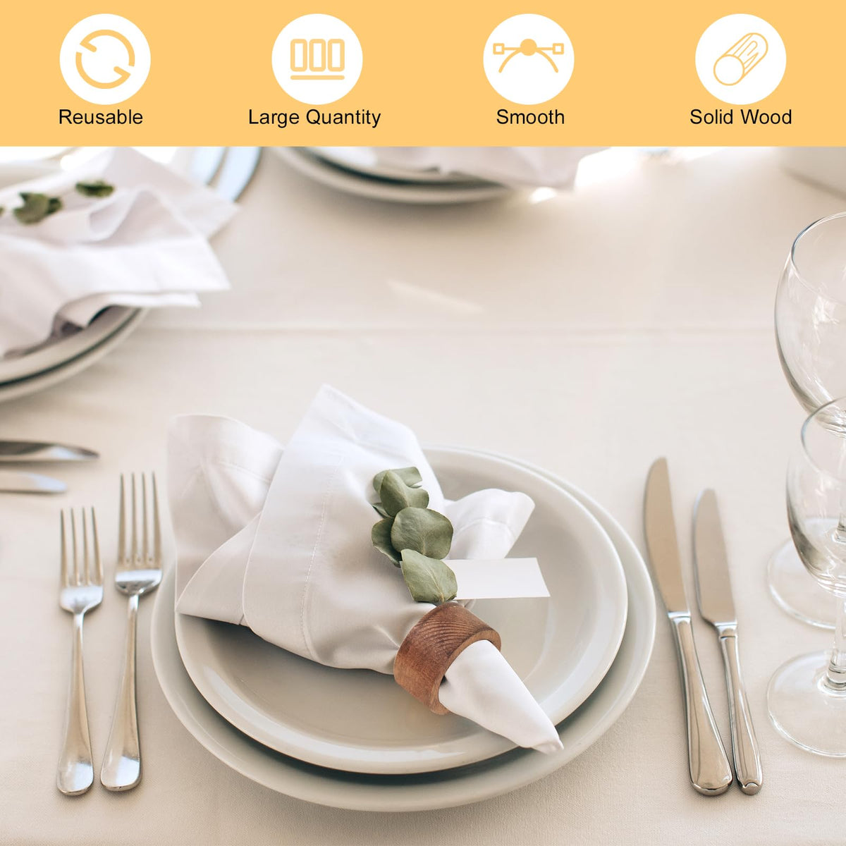 hoamayya napkin rings showing rustic texture and natural grain on table decor