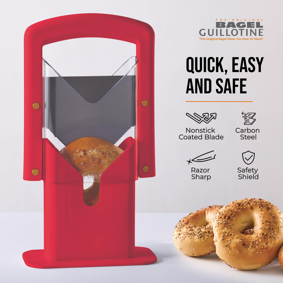 Hoan Bagel Biter on a kitchen counter saves space in busy kitchens.