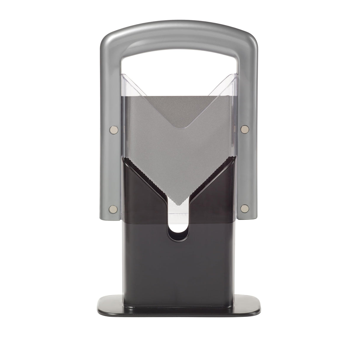 Hoan Bagel Biter with slotted cradle delivers safe, even bagel slicing.