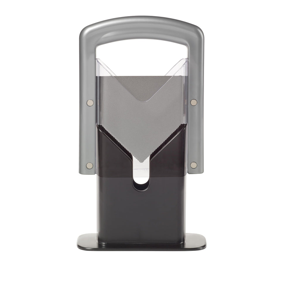 Hoan Bagel Biter with slotted cradle delivers safe, even bagel slicing.