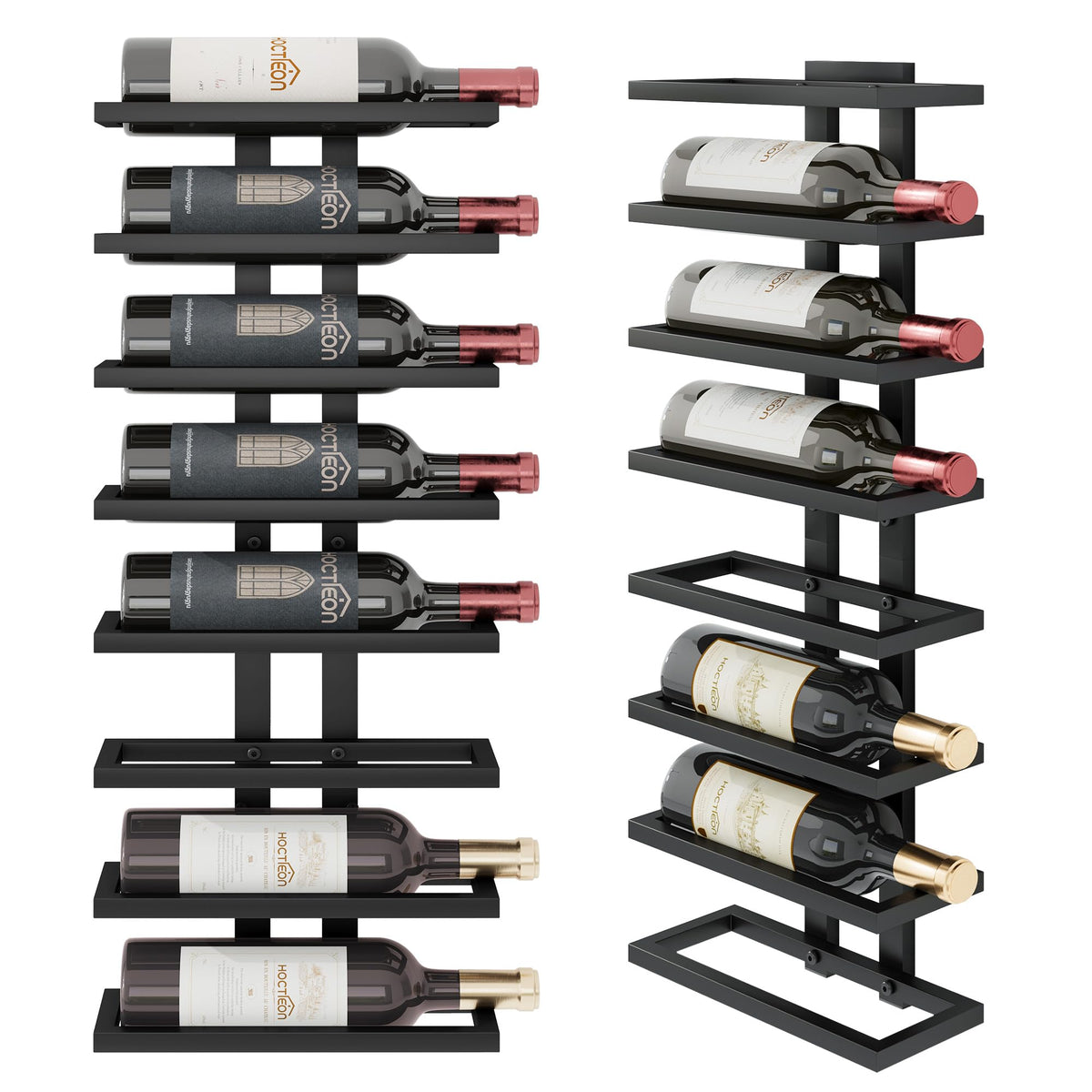 Hoctieon 8-tier wall mount wine rack bottle display keeps bottles organized and easy to reach.