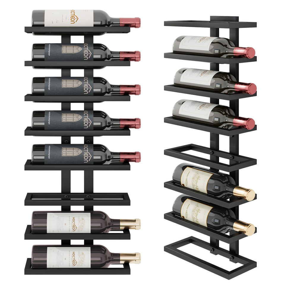 Hoctieon 8-tier wall mount wine rack bottle display keeps bottles organized and easy to reach.