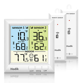 HODIK digital thermometer front view showing a clear display for fridge monitoring
