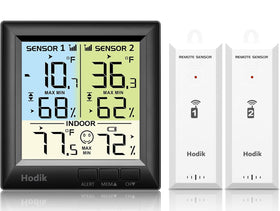 HODIK display shows current fridge temperature and alarm status.