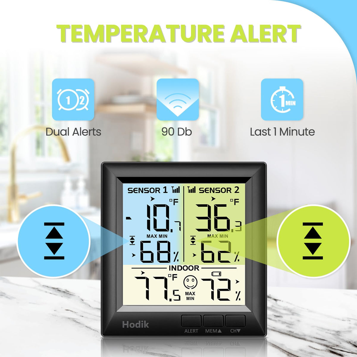 Long-range monitoring up to 330 ft keeps storage areas covered.