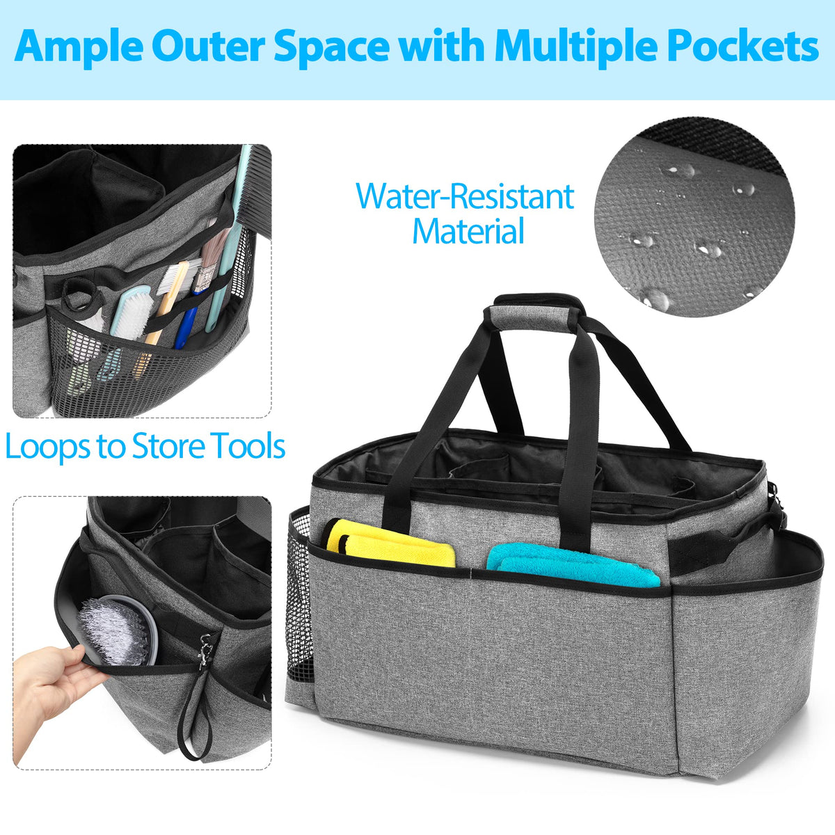 HODRANT extra-large cleaning caddy back pockets hold phones or chargers securely