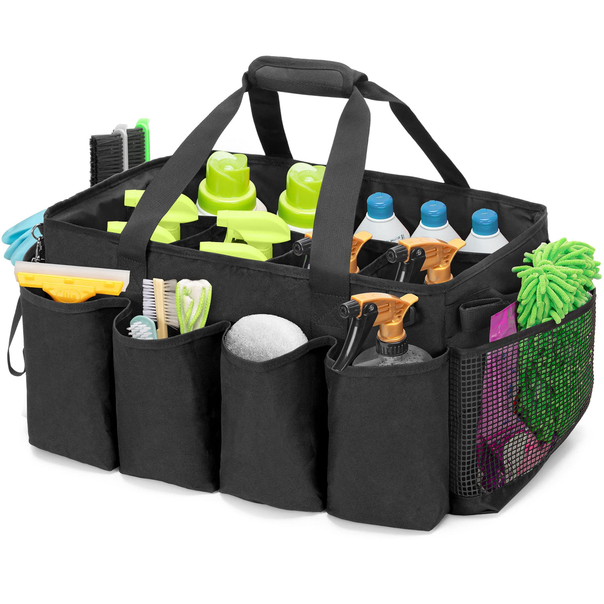 HODRANT extra-large cleaning caddy main compartment offers ample space for tools and supplies.