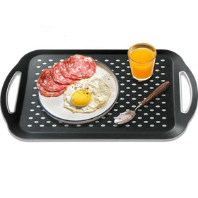 Hodvya large serving tray with handles in black for easy couch dining.
