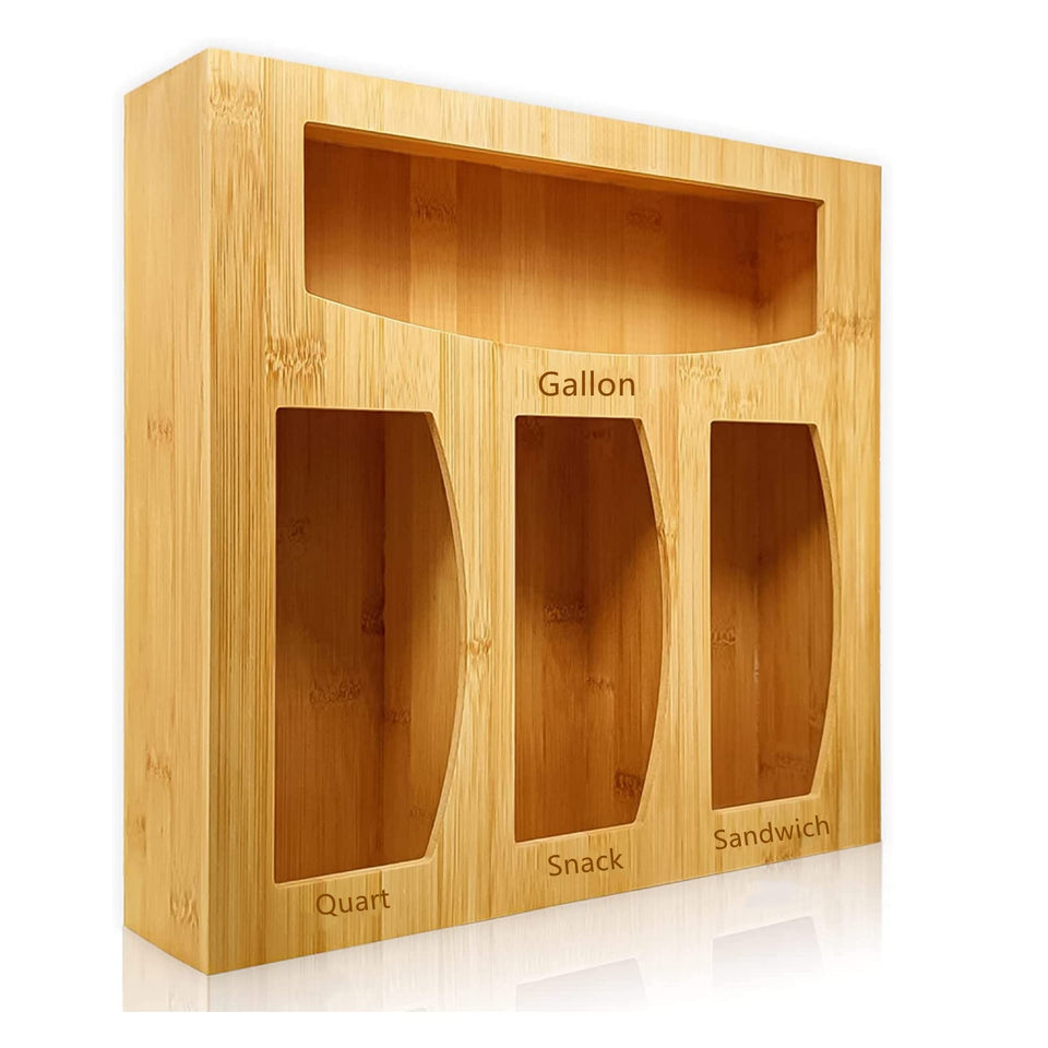Hoeapzl bamboo bag storage in a drawer keeps bags neatly organized for easy access.