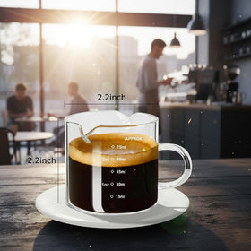 HoejuyVu borosilicate glass cups featuring a double spout design.