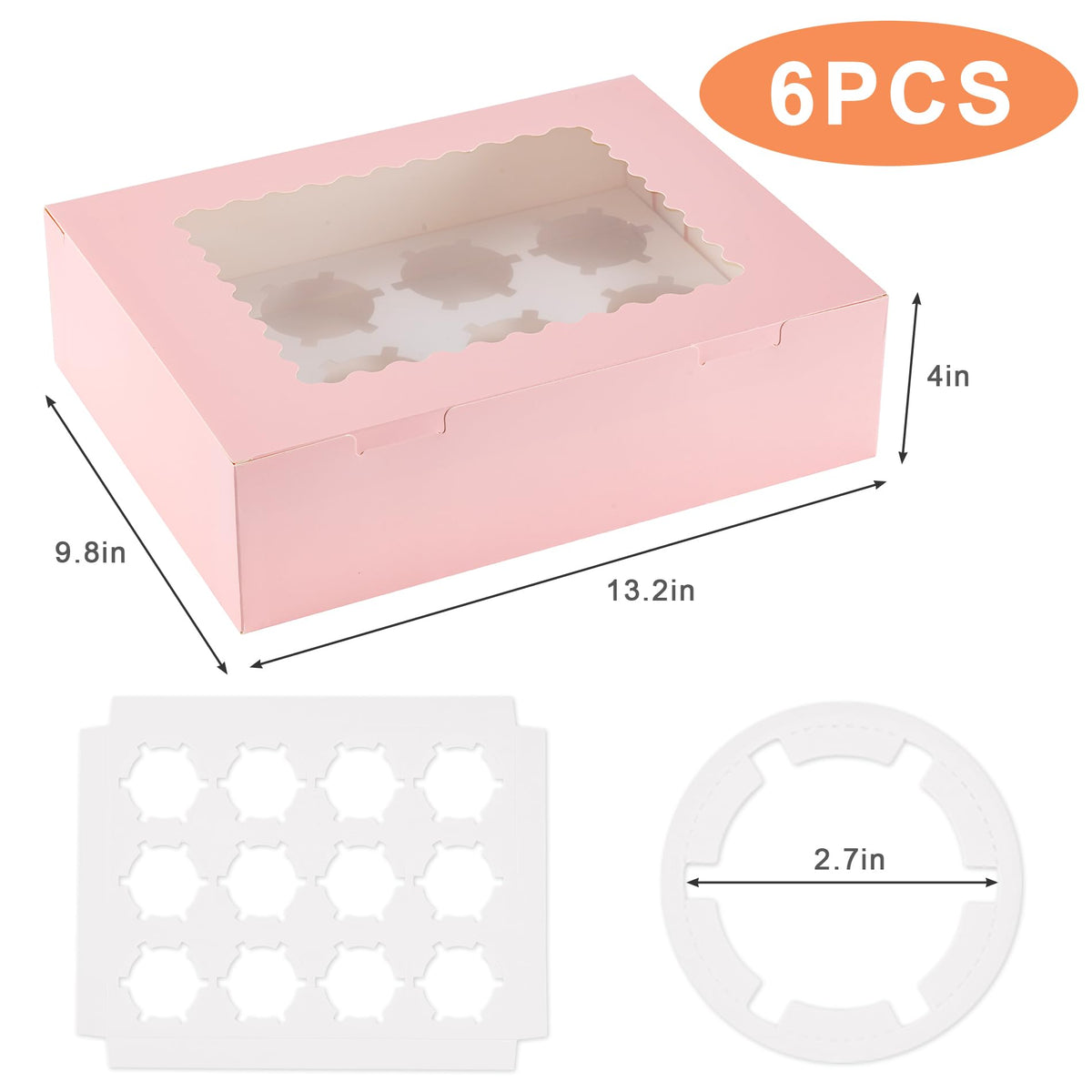 Hoewina 12-Cupcake Capacity Box provides space for a full dozen treats.