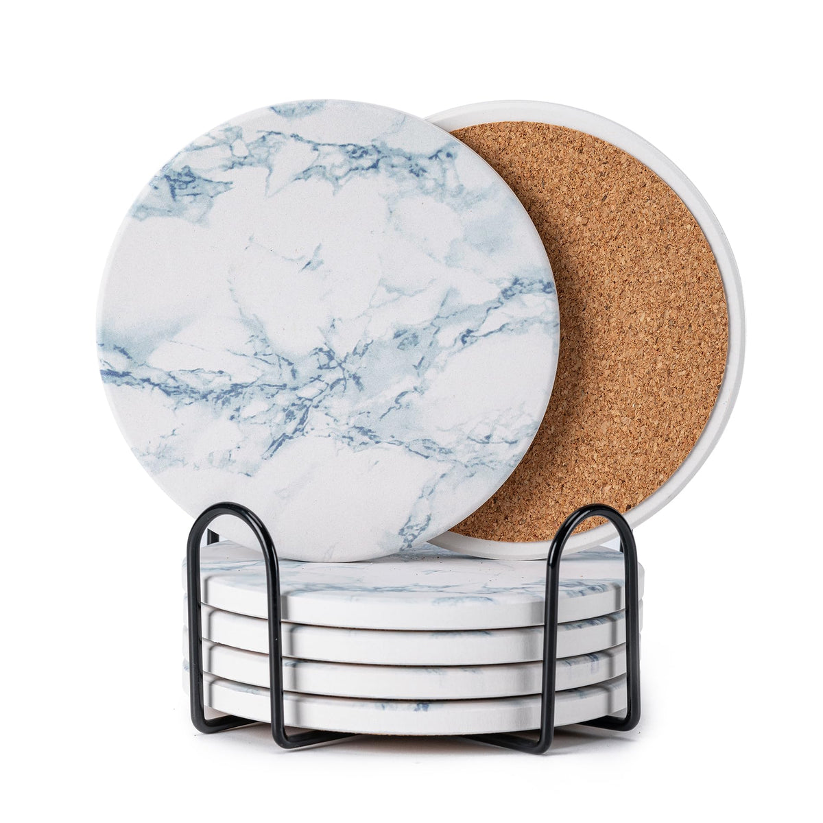Hoewina 6Pcs ceramic drink coasters absorb moisture to protect surfaces
