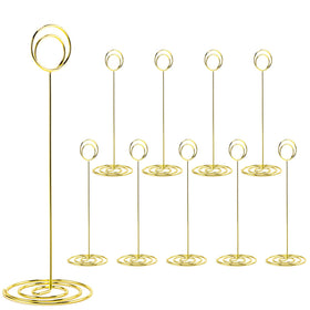 Hoewina gold place card holder with stable base for wedding tables.
