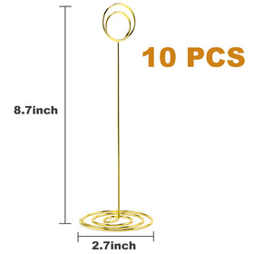 Hoewina gold place card holder features elegant curve for stylish table decor.