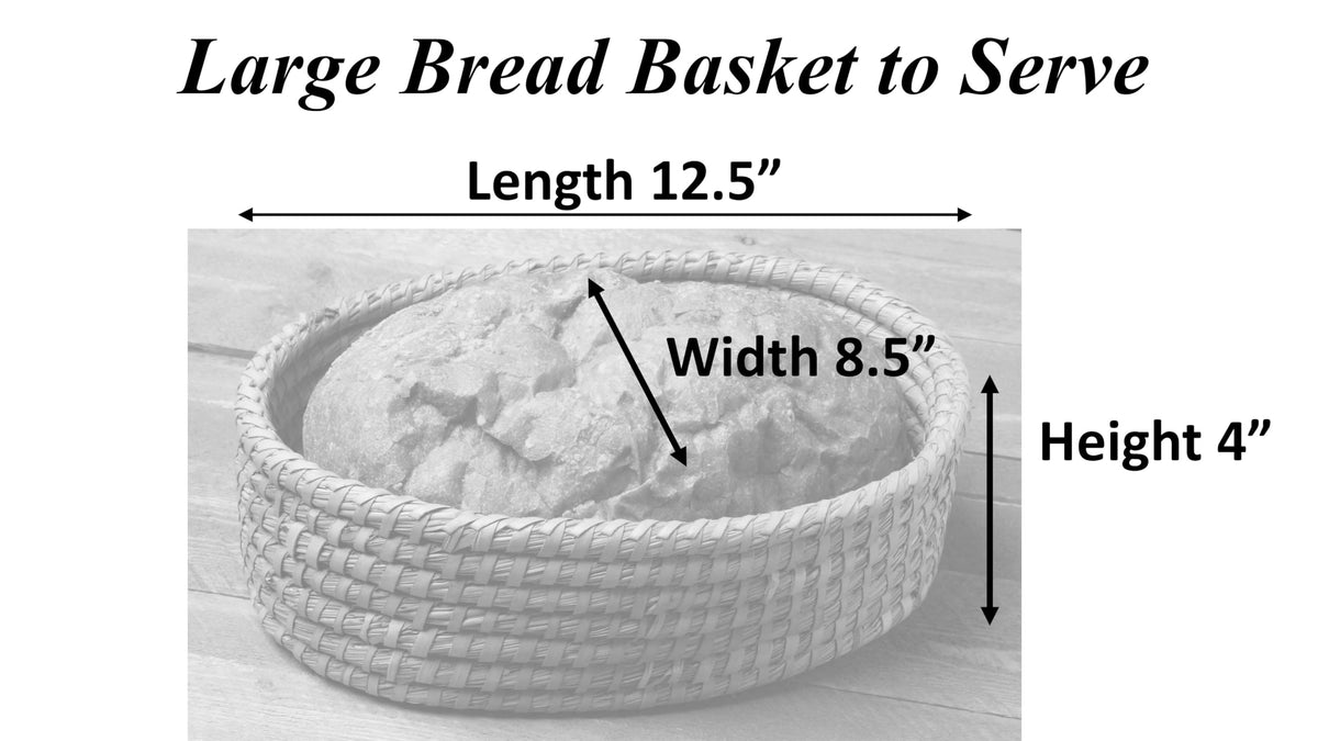 HofArtisan bread serving basket holding rolls and muffins on table