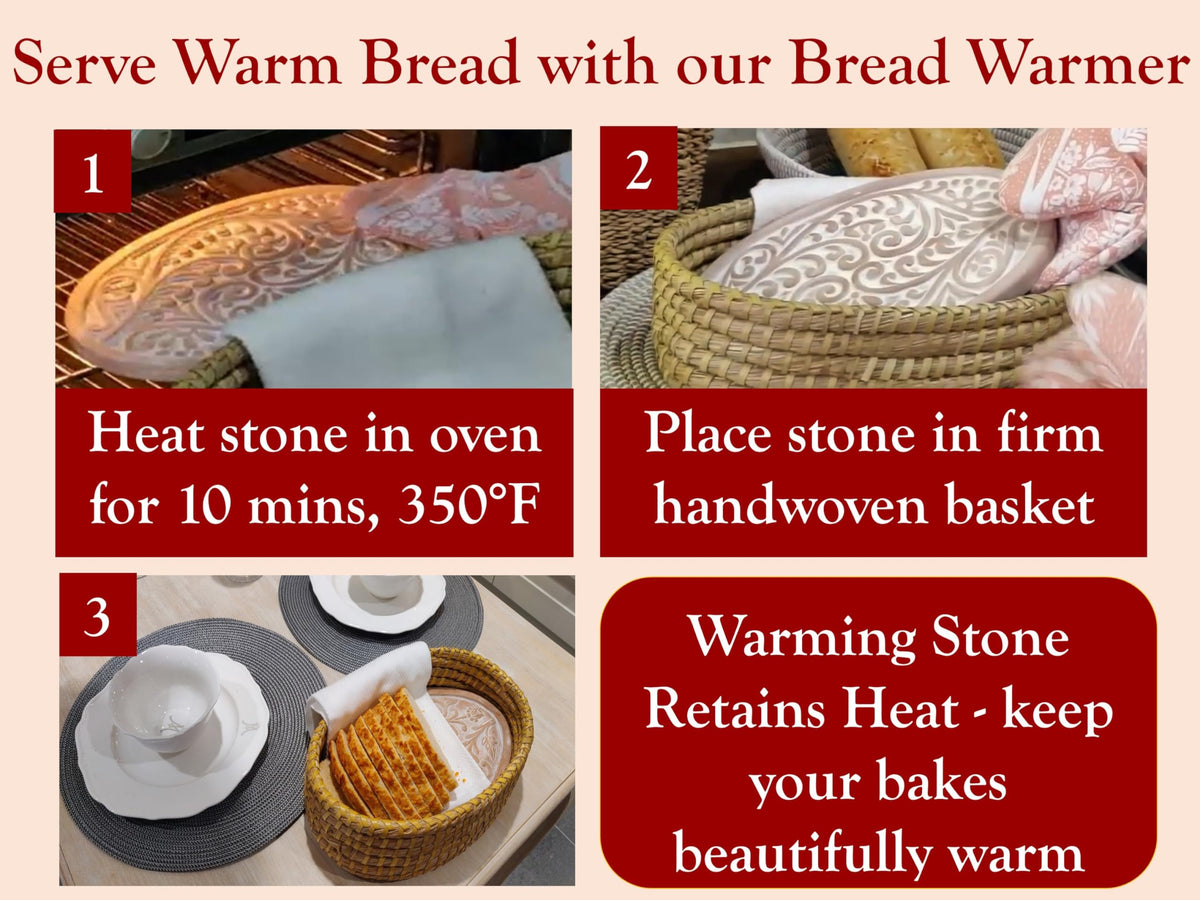 HofArtisan Bread Warmer Basket on table enhances family meals with warm bread.
