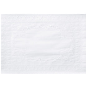 Hoffmaster 601SE1014 placemat front view with embossed edge and clean white finish