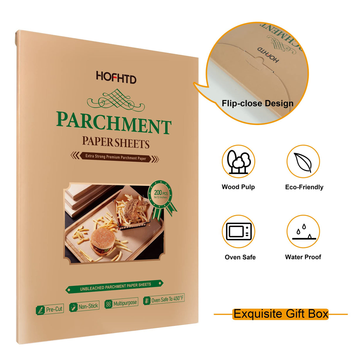 HOFHTD parchment sheets ideal for baking, grilling, and steaming without mess.