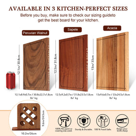 Three distinct book-shaped boards displayed together for prep and decor