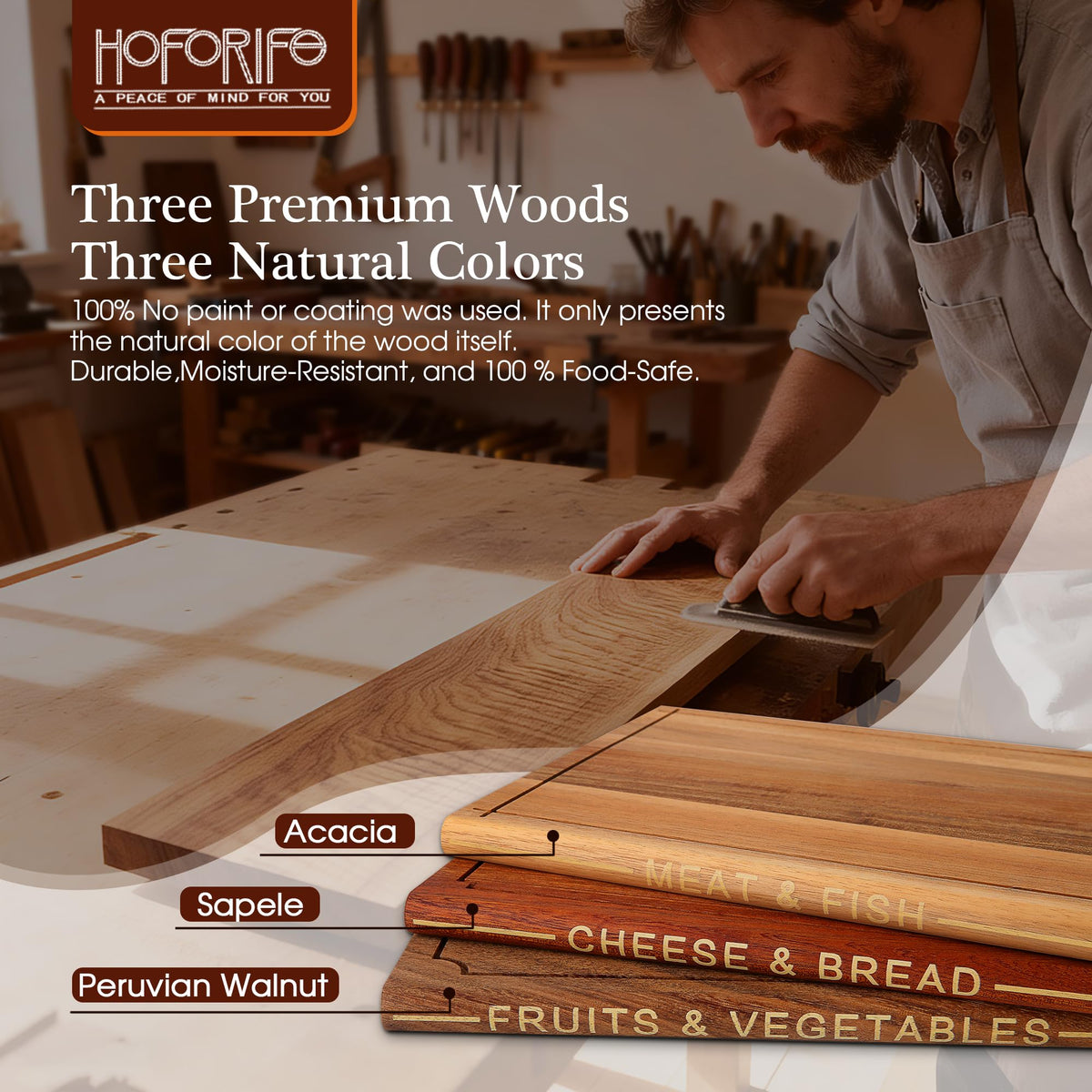 Wood display rack showing space-saving upright storage