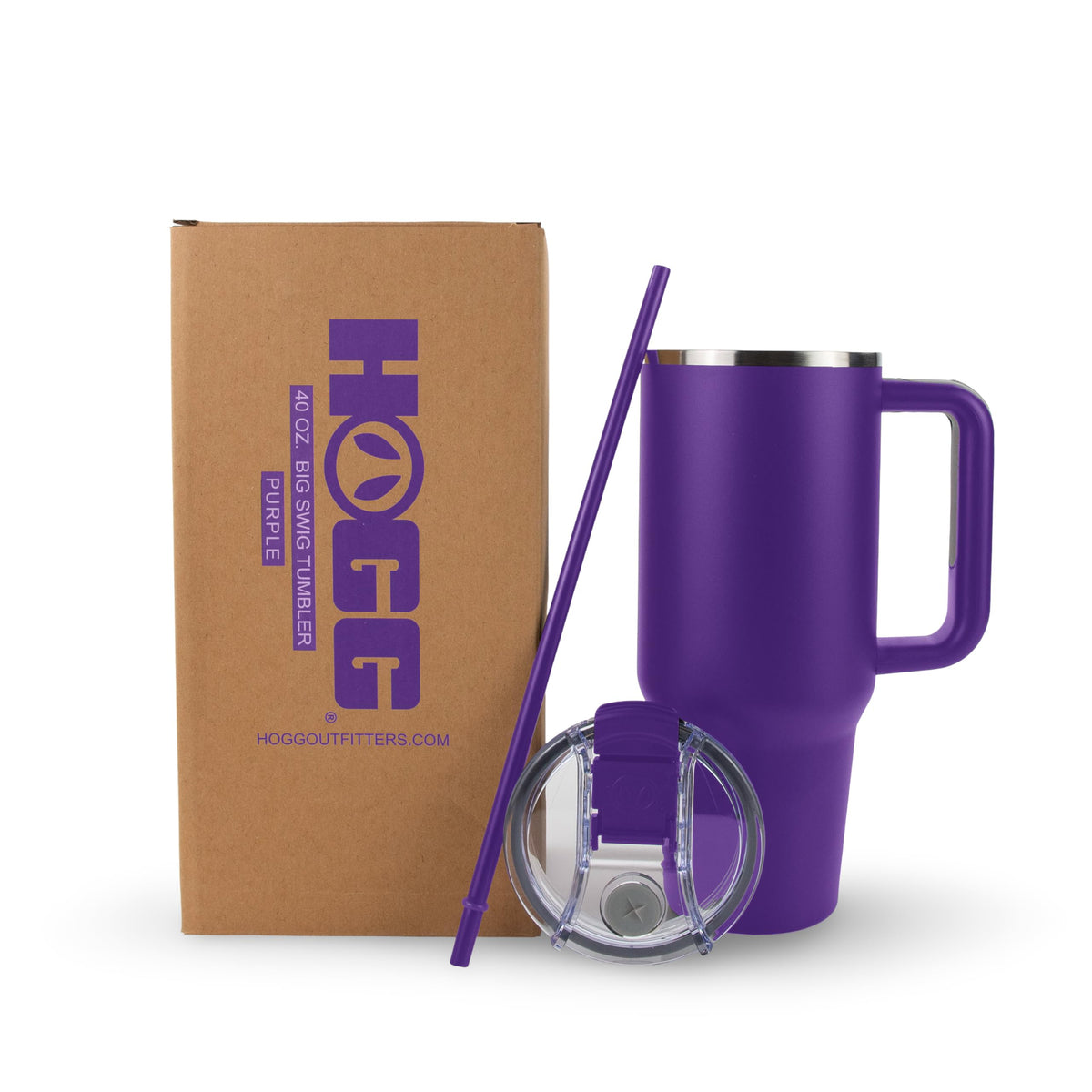 Hogg Big Swig 40oz tumbler with black rubber bottom for stability