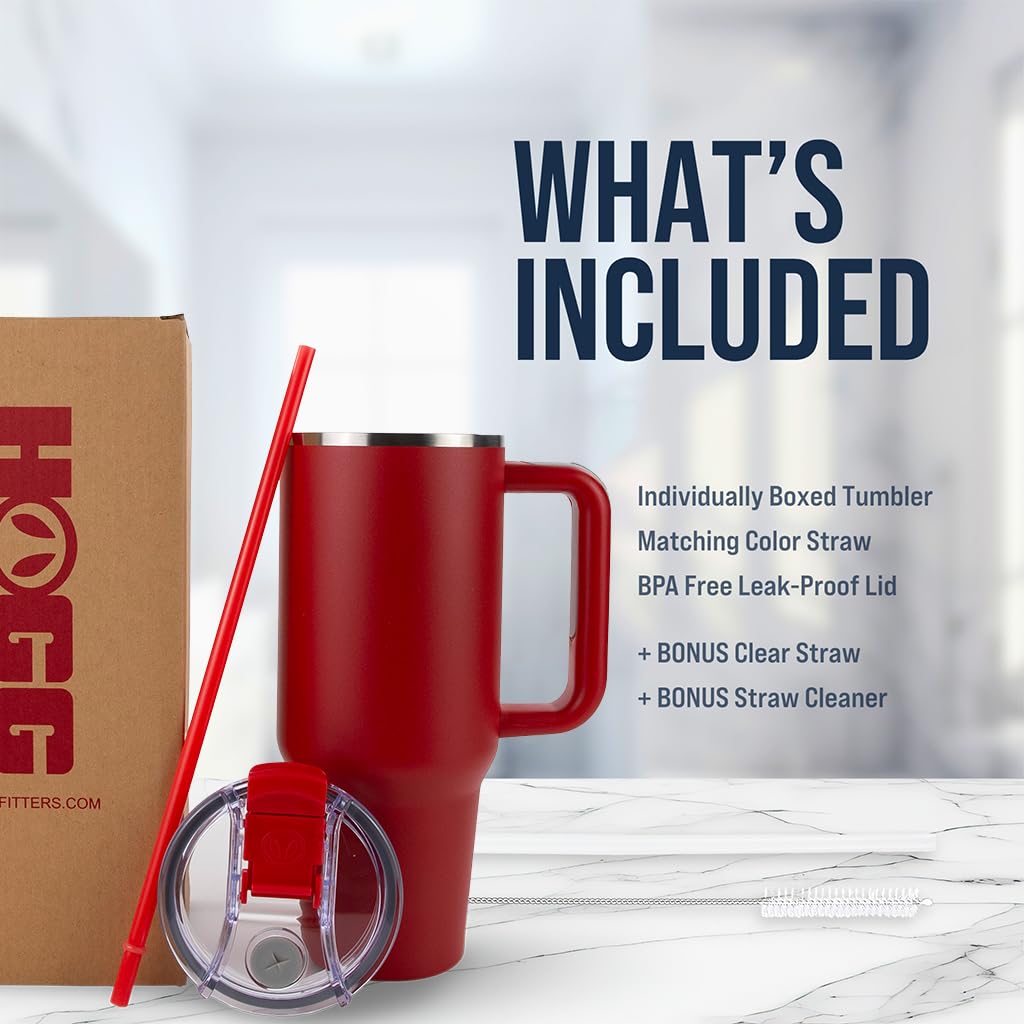 Hogg Big Swig 40 oz tumbler with black rubber bottom for stability.