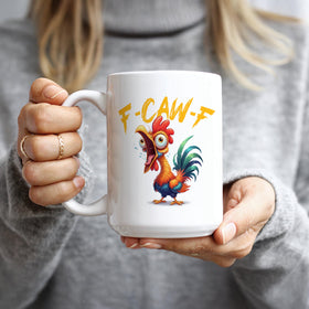 Hogg F-Caw-F mug print closeup reveals hidden message detail.