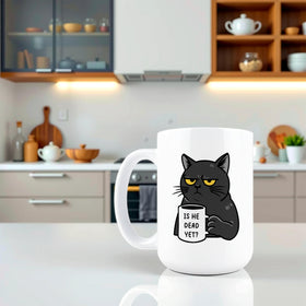 Hogg Is He Dead Yet microwave-safe icon close-up on mug surface.