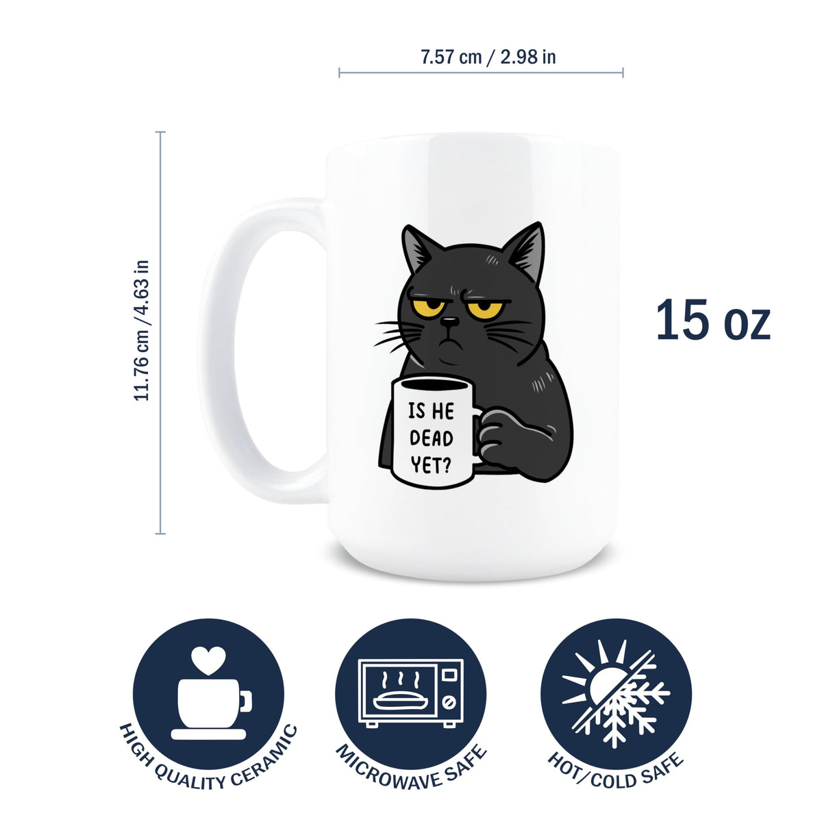 Hogg Is He Dead Yet mug, side view highlighting durable ceramic for daily use.