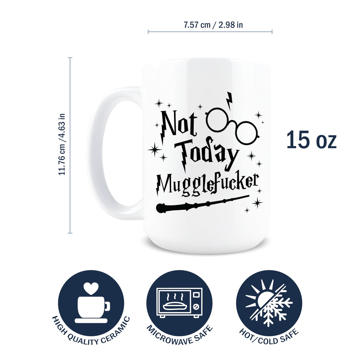 Hogg Not Today Mugglefugger mug handle side, comfortable grip during study sessions.