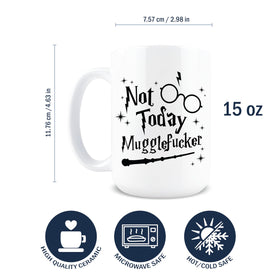 Hogg Not Today Mugglefugger mug handle side, comfortable grip during study sessions.