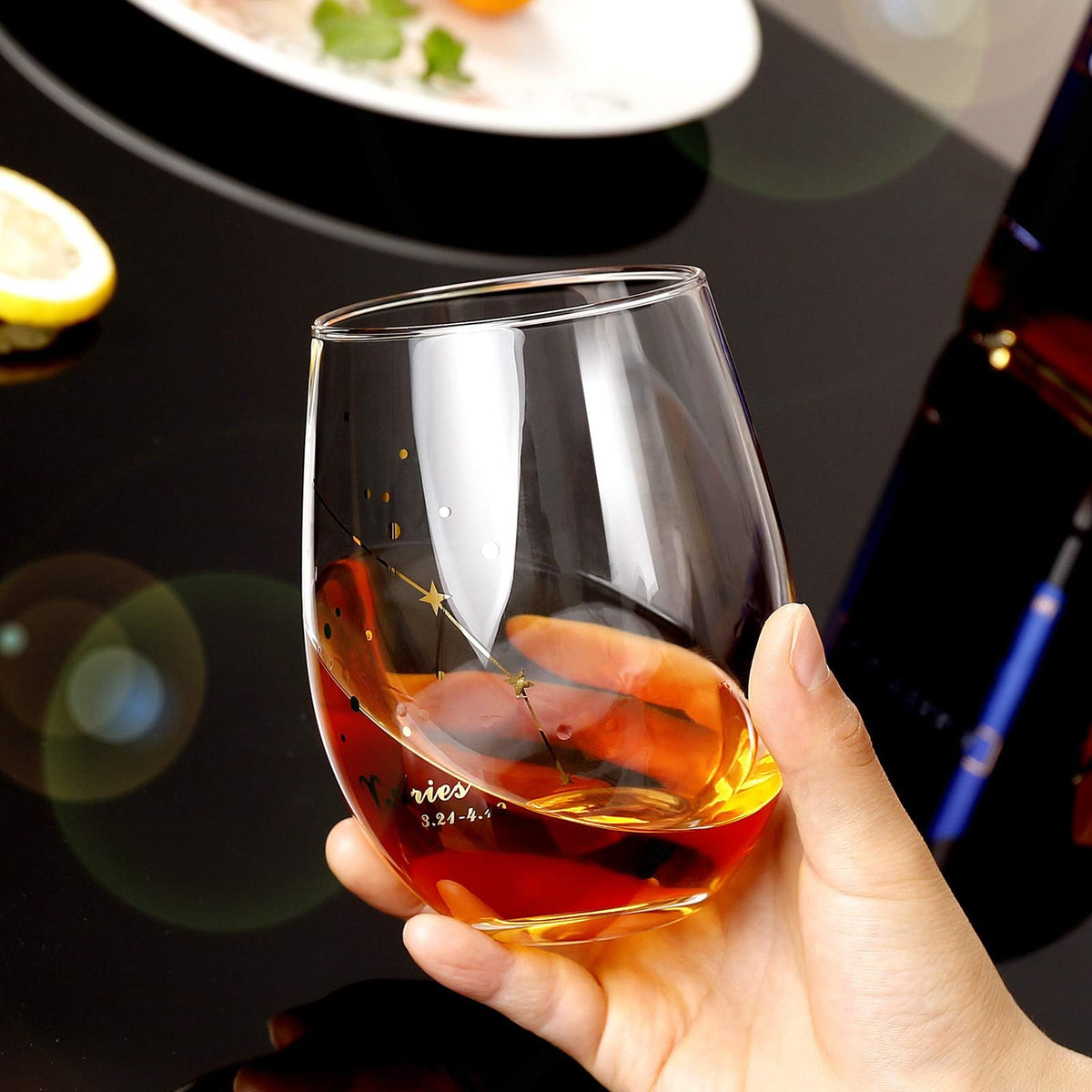 HOHY constellation design glass featuring Aries motif for personalized zodiac vibes at gatherings.