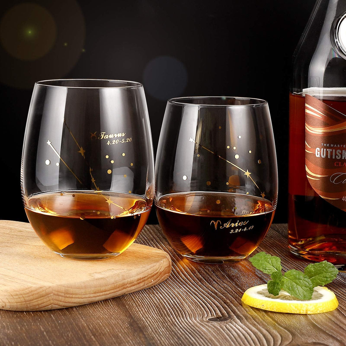 HOHY stemless wine glass with wide base for stability and durability.
