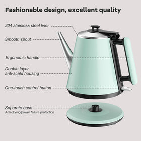 HoJang kettle heats 2-3 cups quickly for tea, coffee, or oatmeal prep