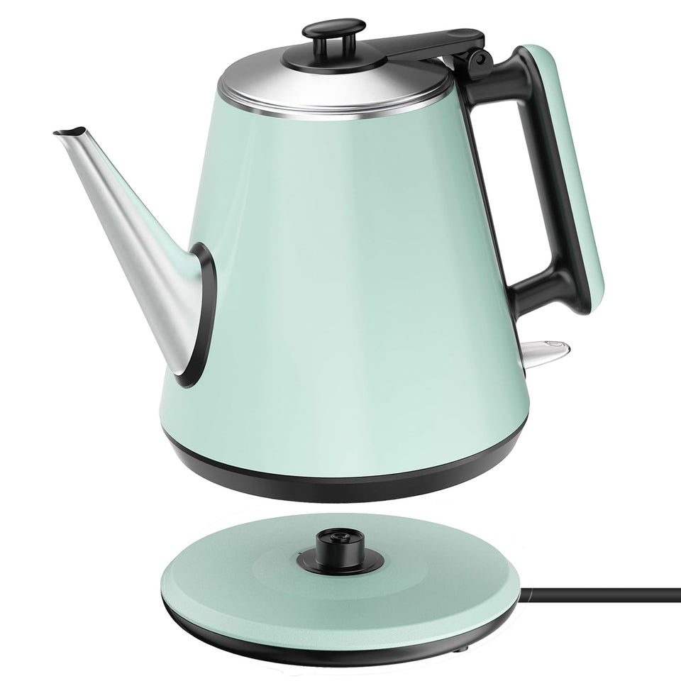 HoJang small electric kettle showing compact size for easy tea prep