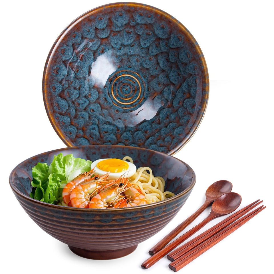 HOKELER ceramic ramen bowl in peacock green glaze for cozy ramen nights