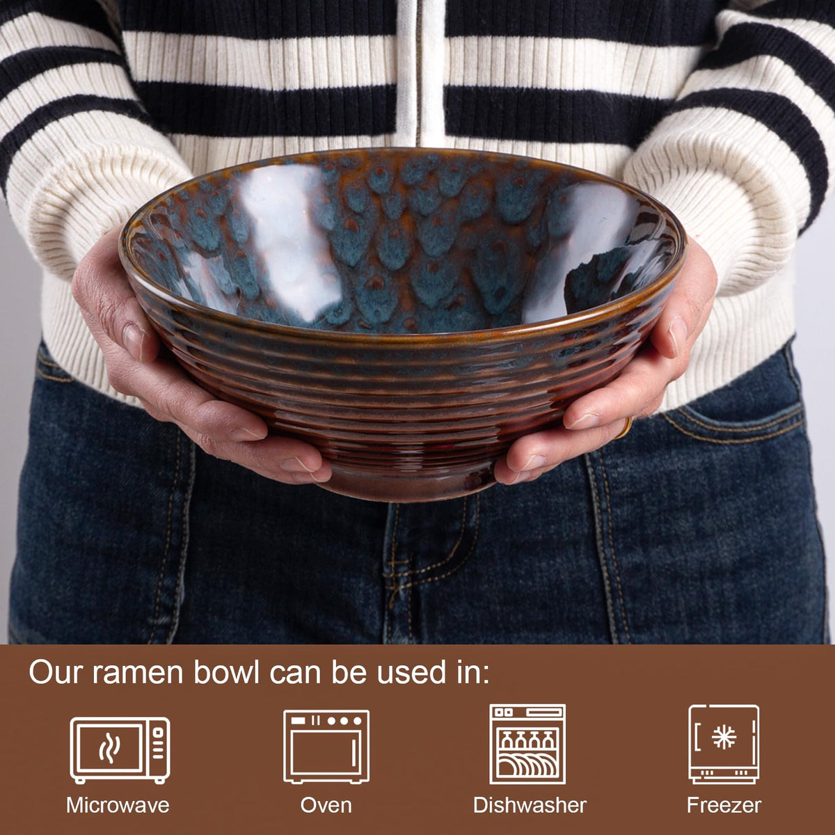 HOKELER ceramic soup bowl eight inch diameter for generous portions