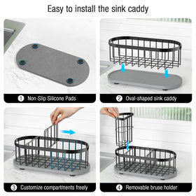 HOKEMOM partitioned design separates sponges, brushes and soap