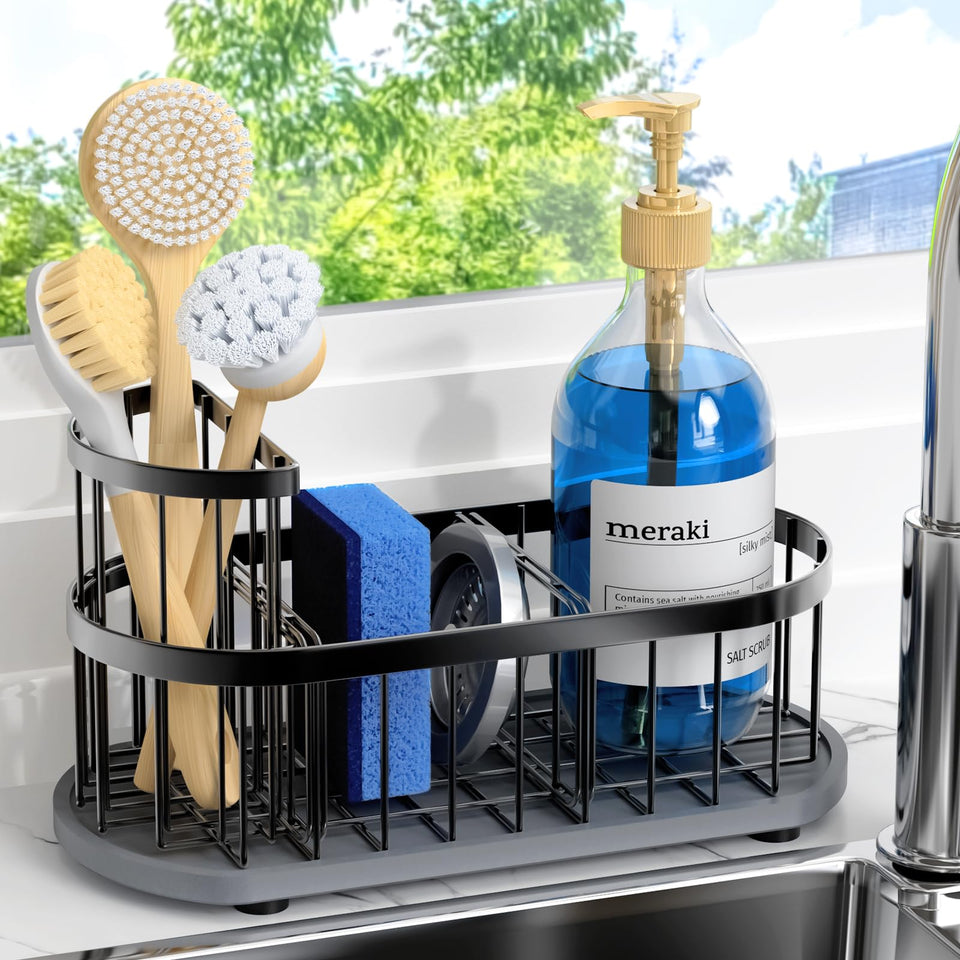 HOKEMOM sponge holder for kitchen sink keeps sponges tidy and dry