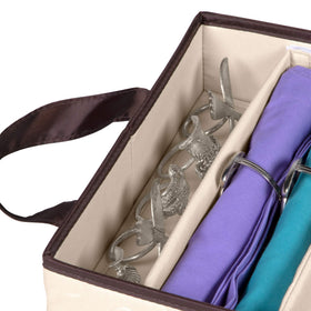 HOLDN'S STORAGE beige finish complements kitchen decor while keeping utensils neat.