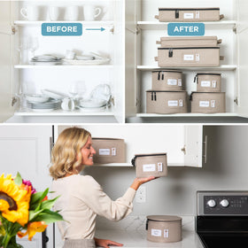 HOLDN’ STORAGE sturdy containers for protecting plates and glasses during seasonal moves