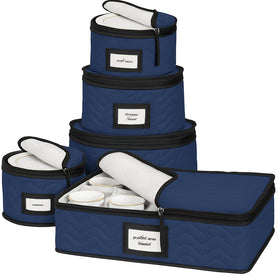 HOLDN’ STORAGE China Storage 5-Piece Set blue case protects dinnerware during moves.